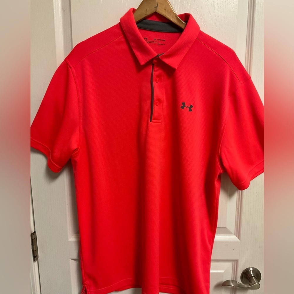 Under Armour HeatGear Polo Shirt Men’s 2XL Red Loose Fit Golf Performance - Picture 2 of 13